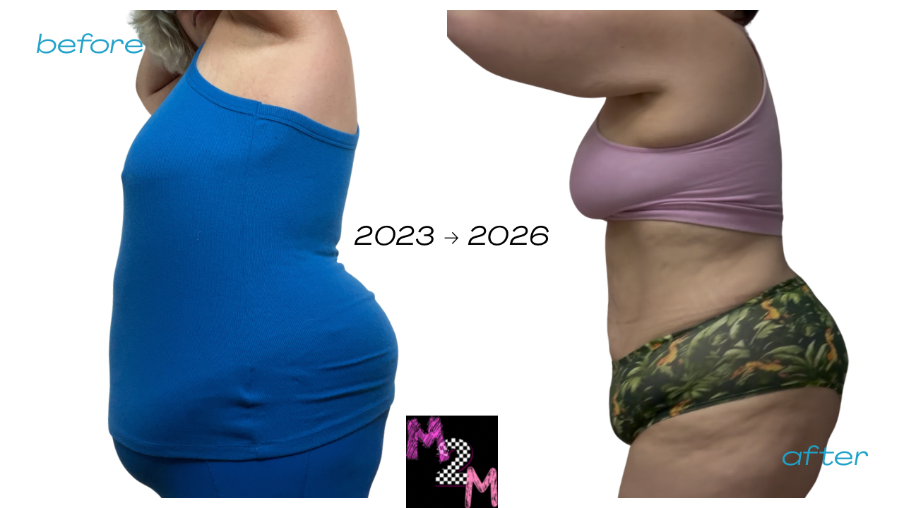 Obese to beast, Mega2minniemegz shows her body posed side by side 3 years apart